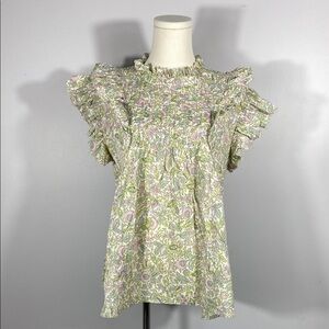 House of Harlow Floral Josepha Pastel Ruffle Blouse size medium